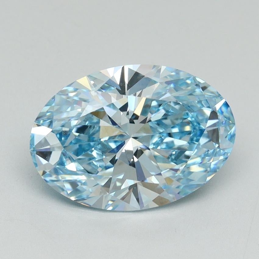 3.27 Ct. Fancy Vivid Blue Oval Lab Grown Diamond