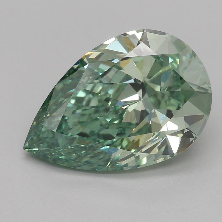 3.08 Ct. Fancy Vivid Green Pear Lab Grown Diamond