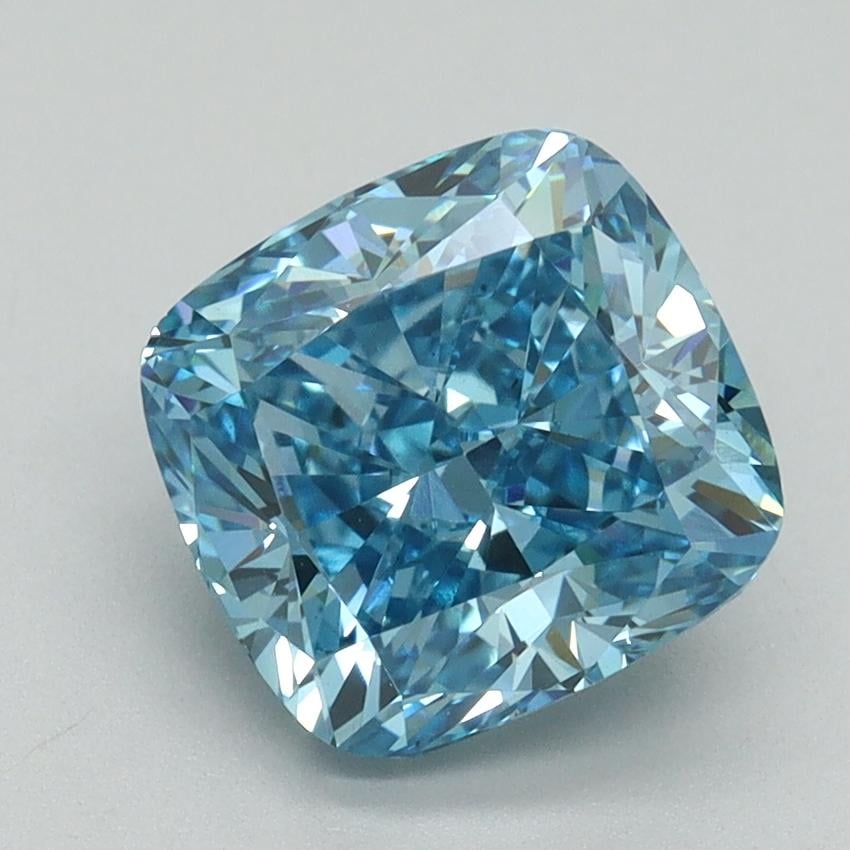 2.51 Ct. Fancy Vivid Blue Cushion Lab Grown Diamond