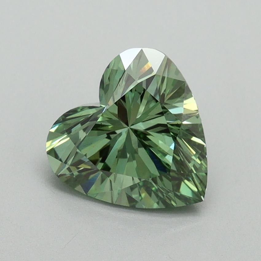 1.36 Ct. Fancy Vivid Pacific Green Heart Lab Grown Diamond