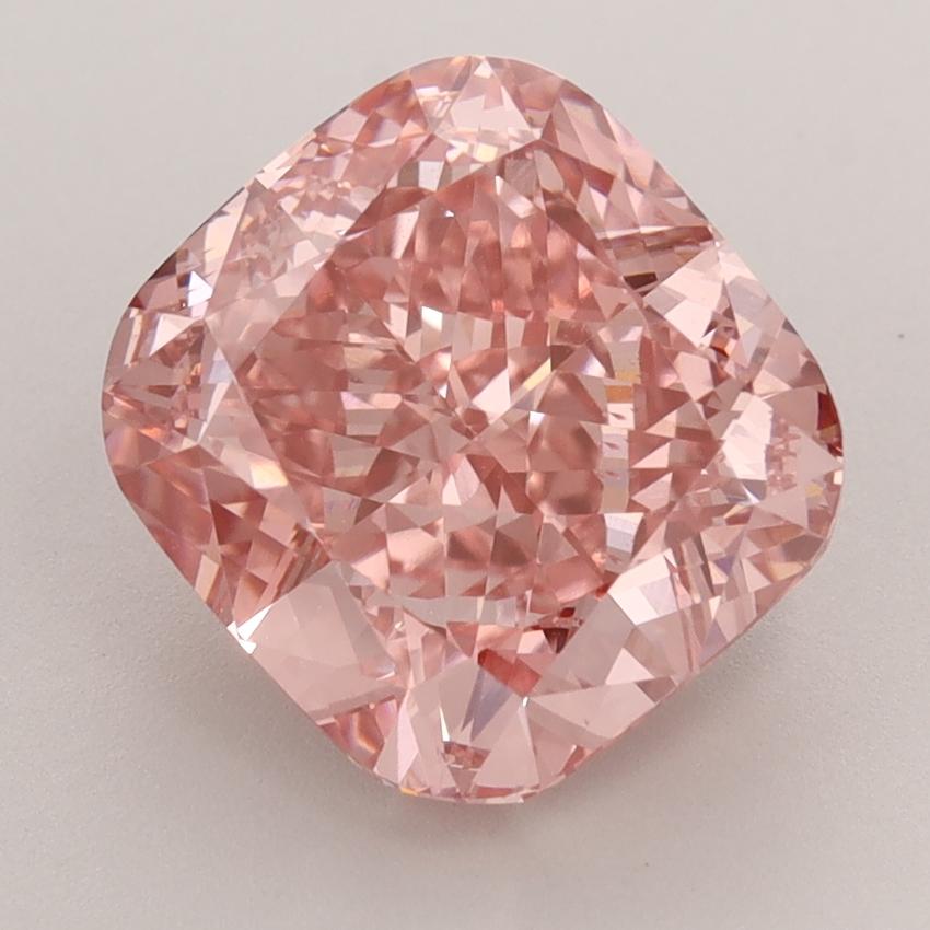 4.37 Ct. Fancy Vivid  Pink Cushion Lab Grown Diamond