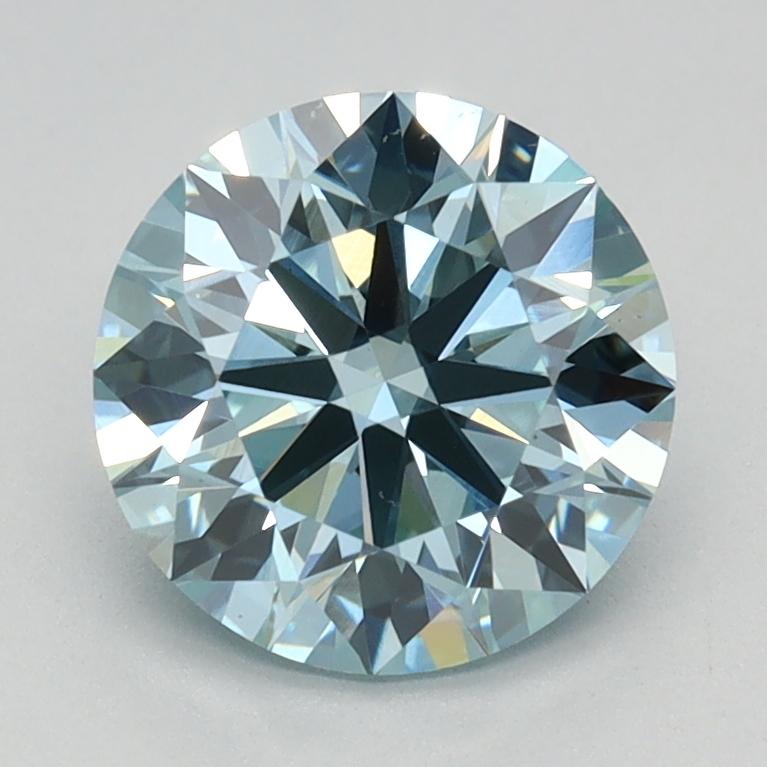 1.53 Ct. Fancy Intense Greenish Blue Round Lab Grown Diamond