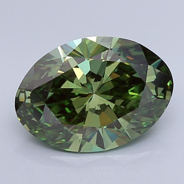 3.81 Ct. Fancy Vivid Green Oval Lab Grown Diamond