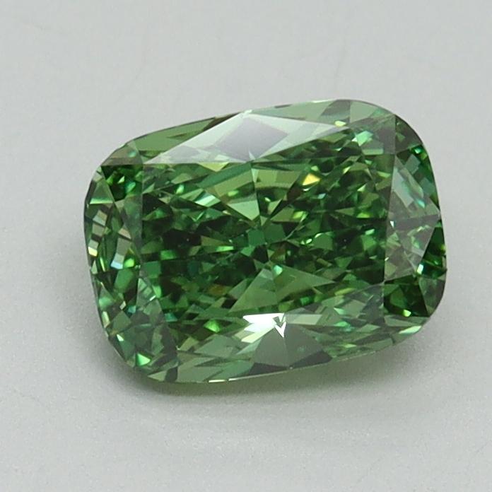 1.02 Ct. Fancy Vivid Green Cushion Lab Grown Diamond