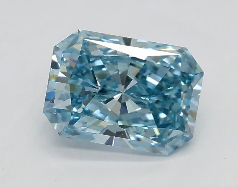 1.01 Ct. Fancy Intense Greenish Blue Radiant Lab Grown Diamond