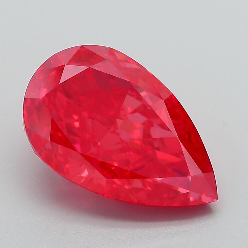 4.32 Ct. Fancy Vivid Red Pear Lab Grown Diamond