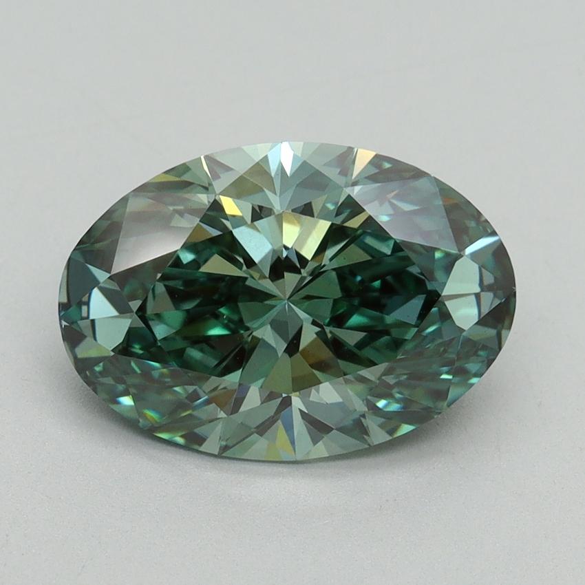 3.01 Ct. Fancy Vivid Green Oval Lab Grown Diamond
