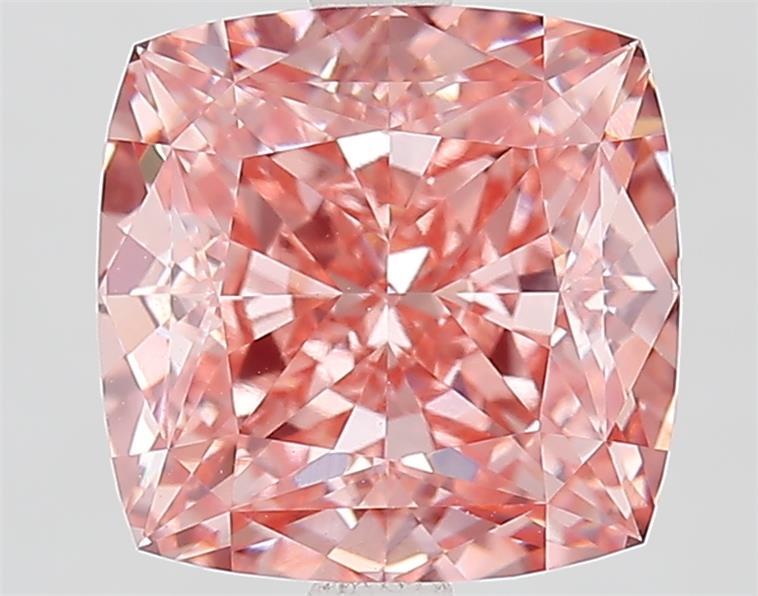 4.33 Ct. Fancy Vivid  Pink Cushion Lab Grown Diamond