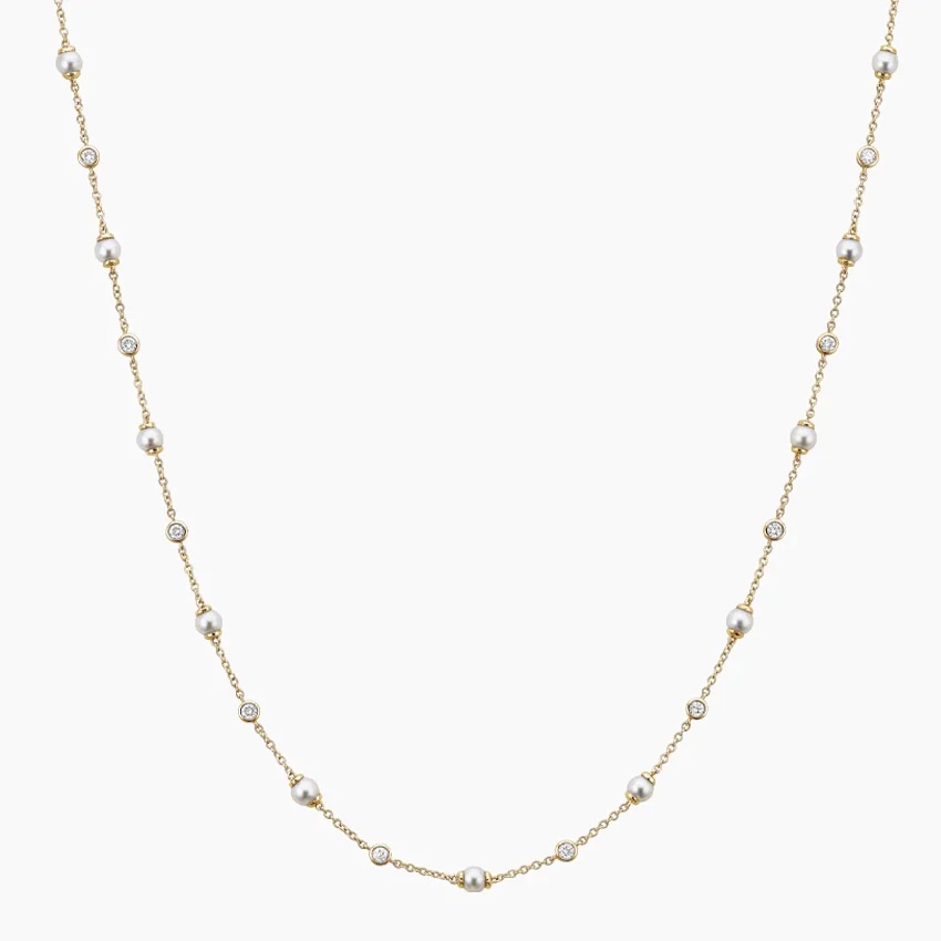 Athena Premium Akoya Cultured Pearl and Diamond Strand Necklace (3/8 ct. tw.)