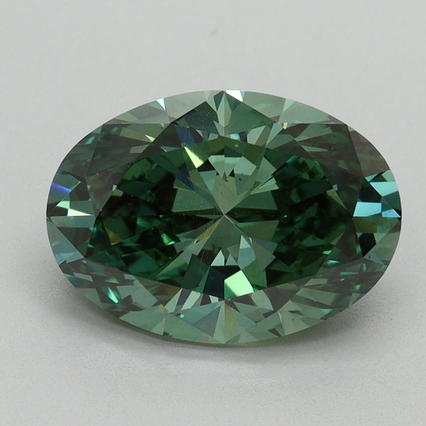 3.15 Ct. Fancy Vivid Green Oval Lab Grown Diamond