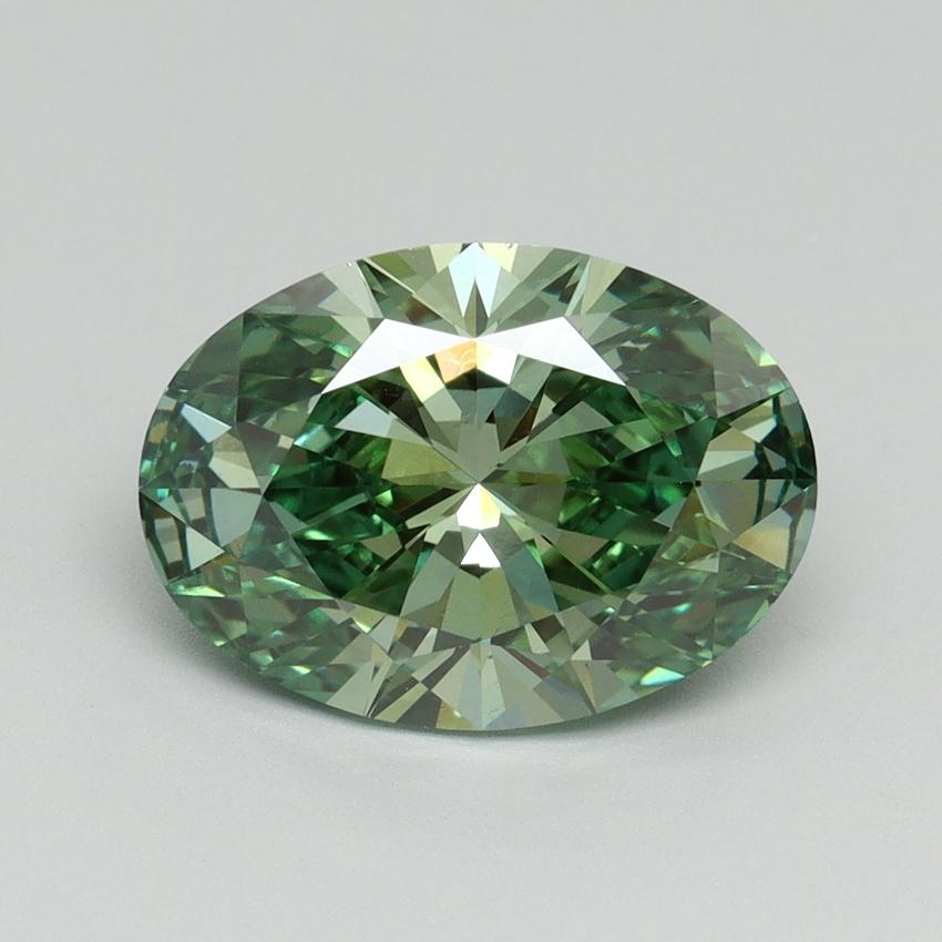 3.00 Ct. Fancy Vivid Green Oval Lab Grown Diamond