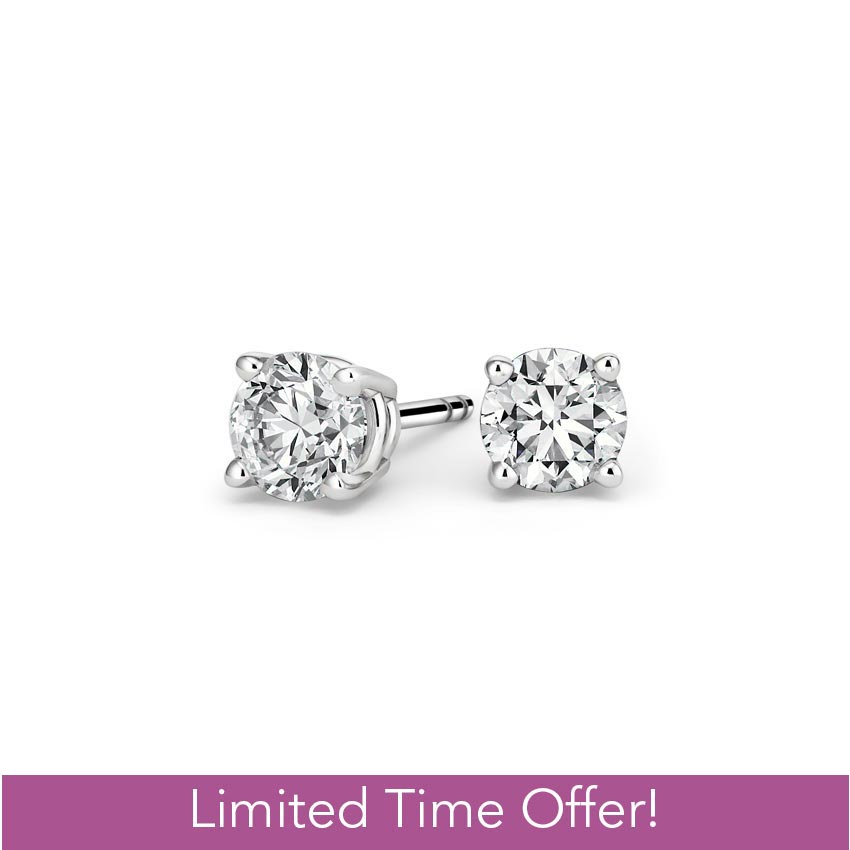Lab Created Diamond Stud Earrings 1 Carat Brilliant Earth