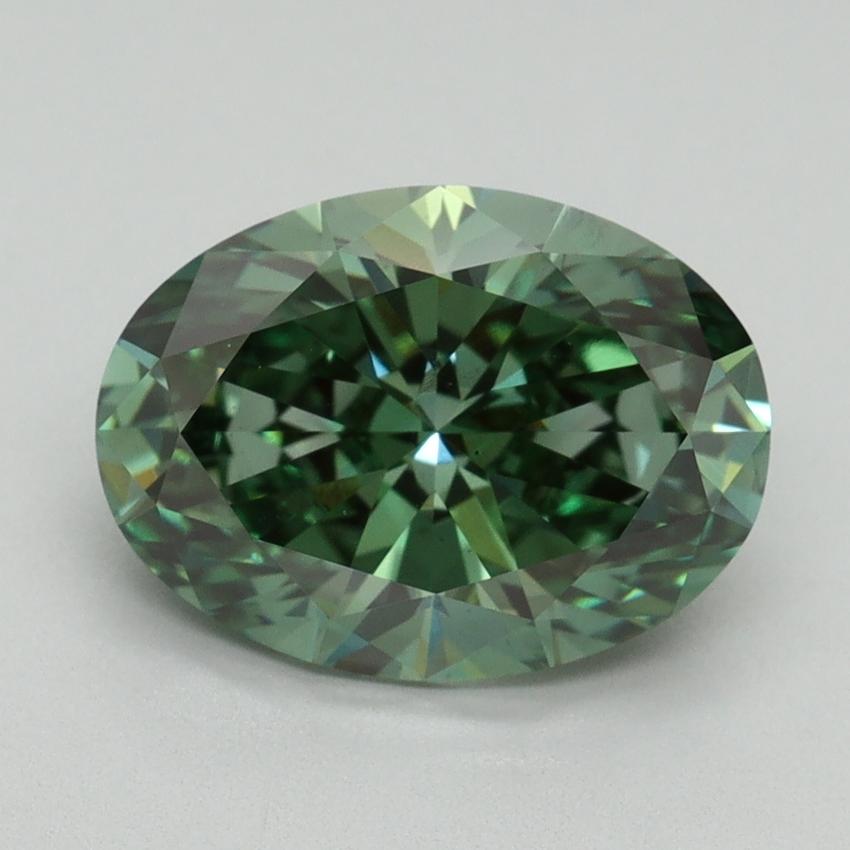 2.96 Ct. Fancy Vivid Green Oval Lab Grown Diamond
