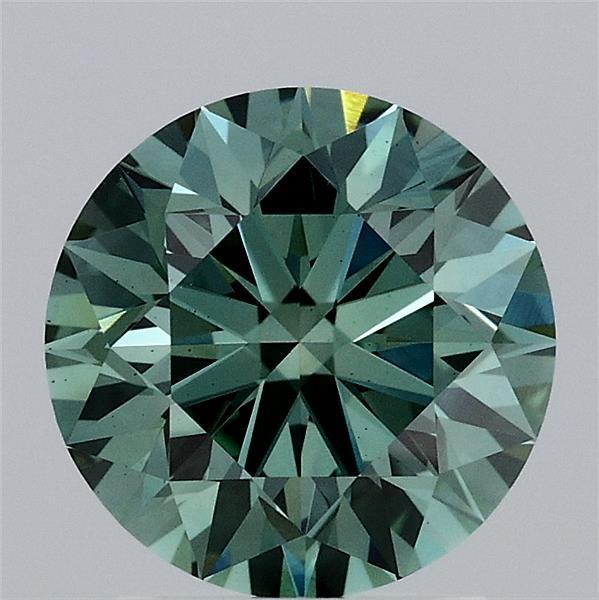 2.06 Ct. Fancy Vivid Bluish Green Round Lab Grown Diamond