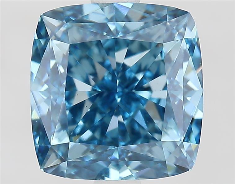 2.81 Ct. Fancy Vivid  Blue Cushion Lab Grown Diamond