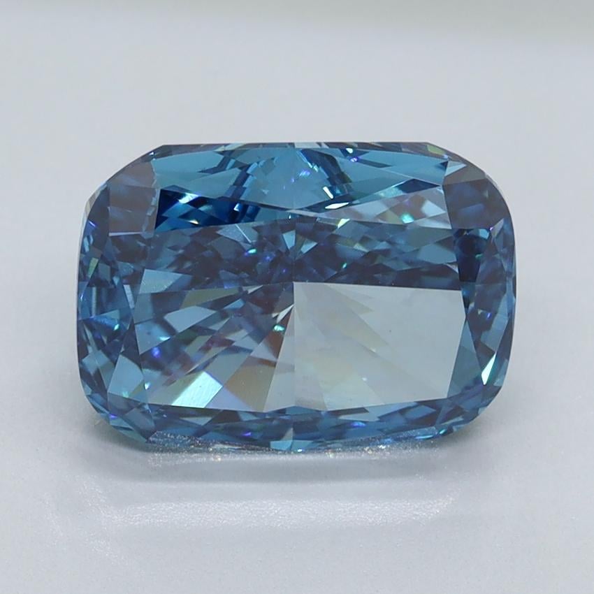 3.01 Ct. Fancy Vivid Blue Cushion Lab Grown Diamond