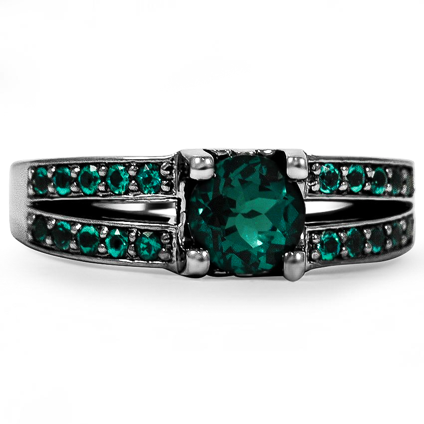Custom Black Rhodium Emerald Ring