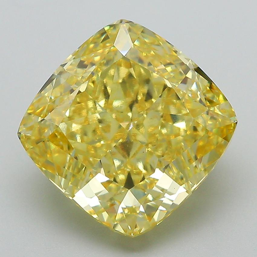 6.90 Ct. Fancy Vivid Yellow Cushion Lab Grown Diamond