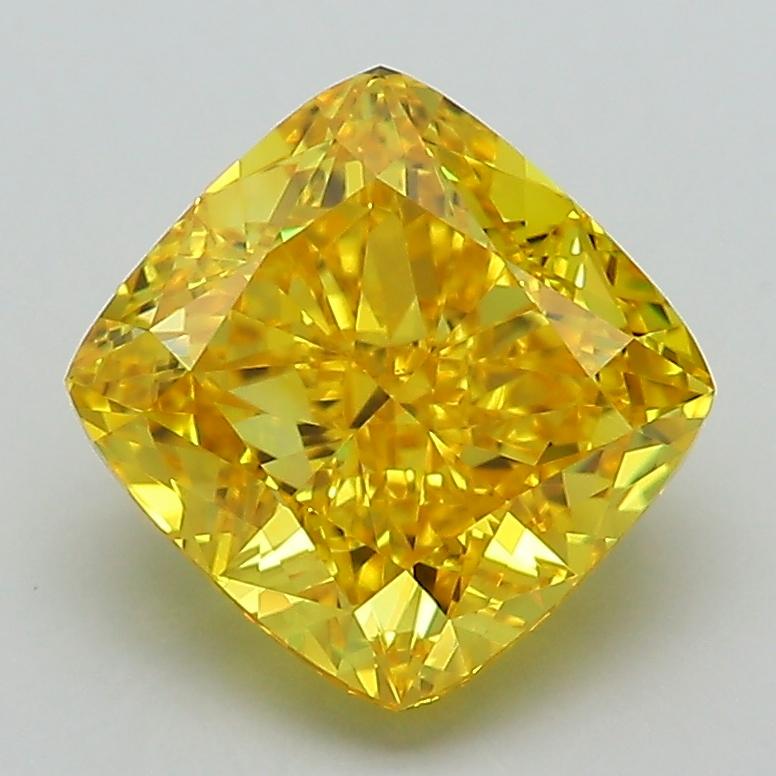 2.66 Ct. Fancy Vivid Yellow Cushion Lab Grown Diamond
