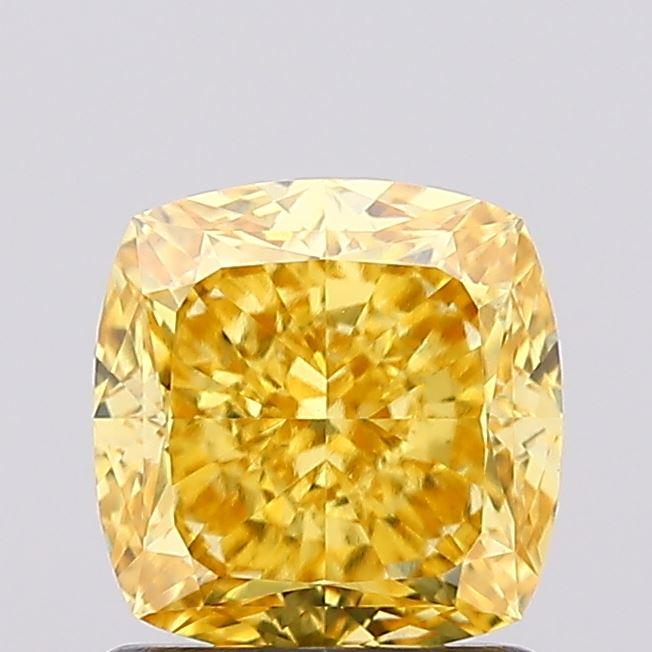 1.39 Ct. Fancy Vivid Yellow Cushion Lab Grown Diamond