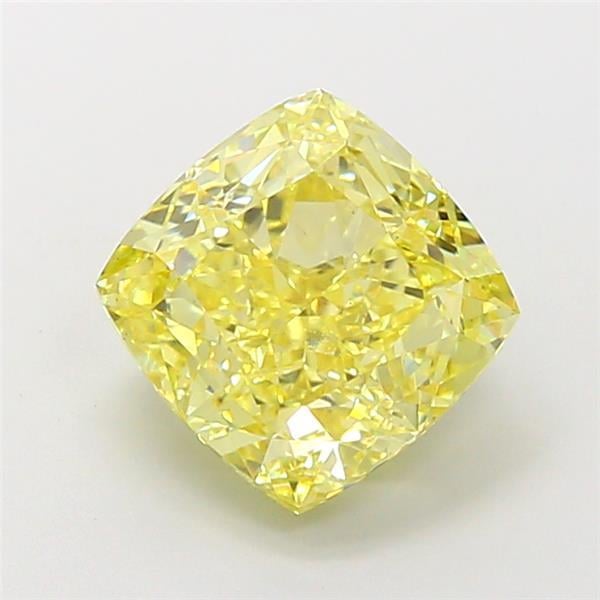 3.01 Ct. Fancy Vivid Yellow Cushion Lab Grown Diamond