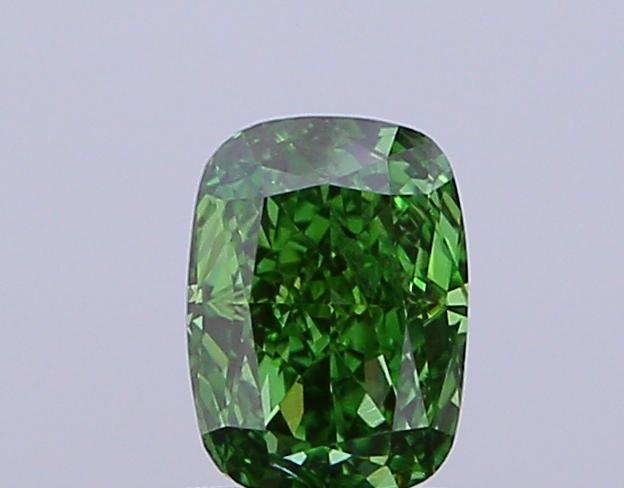 0.70 Ct. Fancy Vivid Green Cushion Lab Grown Diamond