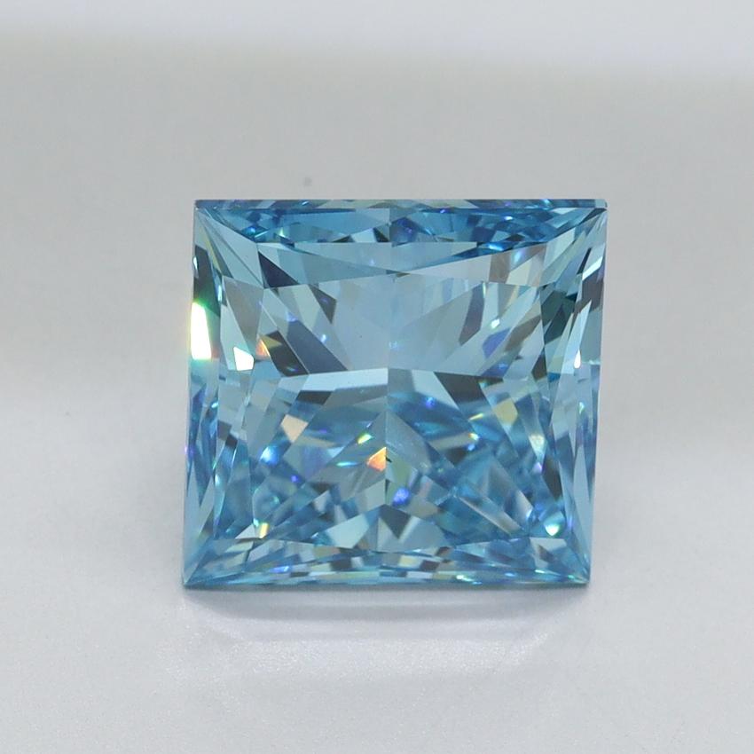 3.67 Ct. Fancy Vivid Malibu Blue Princess Lab Grown Diamond