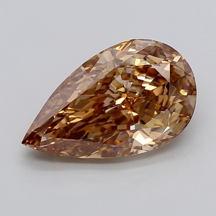 4.13 Ct. Light  Brown Pear Lab Grown Diamond