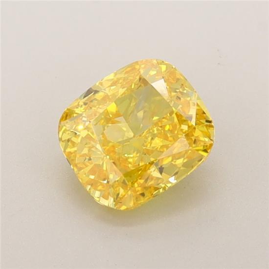 1.01 Ct. Fancy Vivid Yellow Cushion Lab Grown Diamond