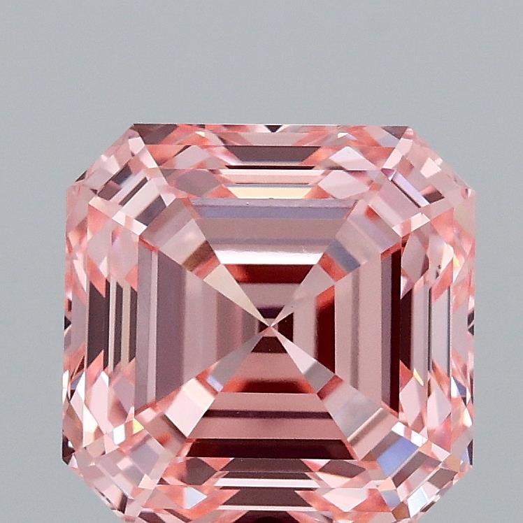 3.02 Ct. Fancy Intense Pink Asscher Lab Grown Diamond
