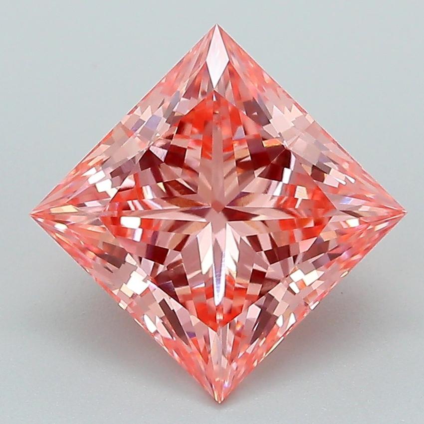 3.08 Ct. Fancy Vivid Pink Princess Lab Grown Diamond
