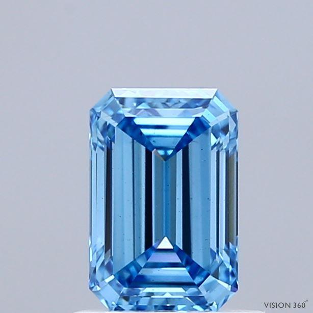 0.92 Ct. Fancy Vivid Blue Emerald Lab Grown Diamond