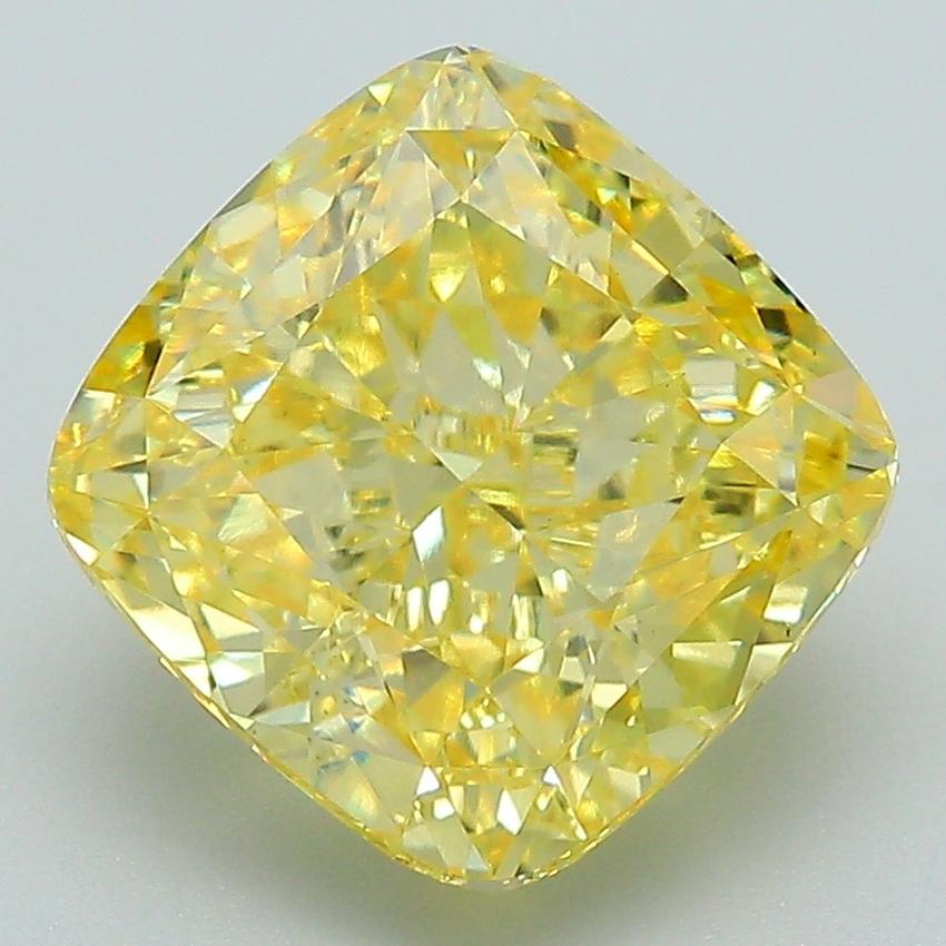 4.81 Ct. Fancy Vivid Yellow Cushion Lab Grown Diamond