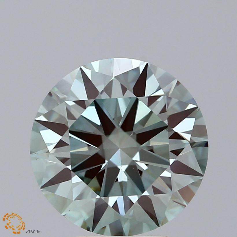 3.95 Ct. Fancy Intense Green Blue Round Lab Grown Diamond
