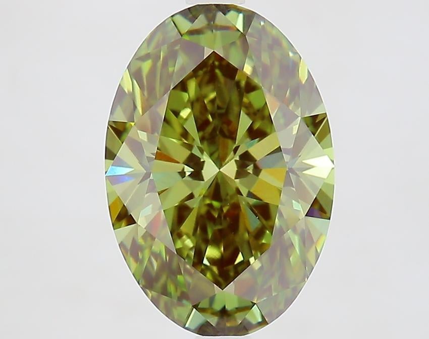 3.71 Ct. Fancy Vivid Green Oval Lab Grown Diamond