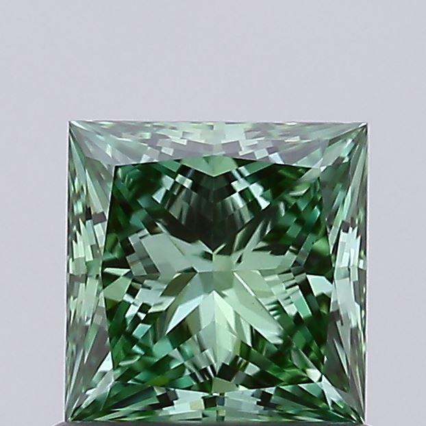 0.74 Ct. Fancy Vivid Green Princess Lab Grown Diamond