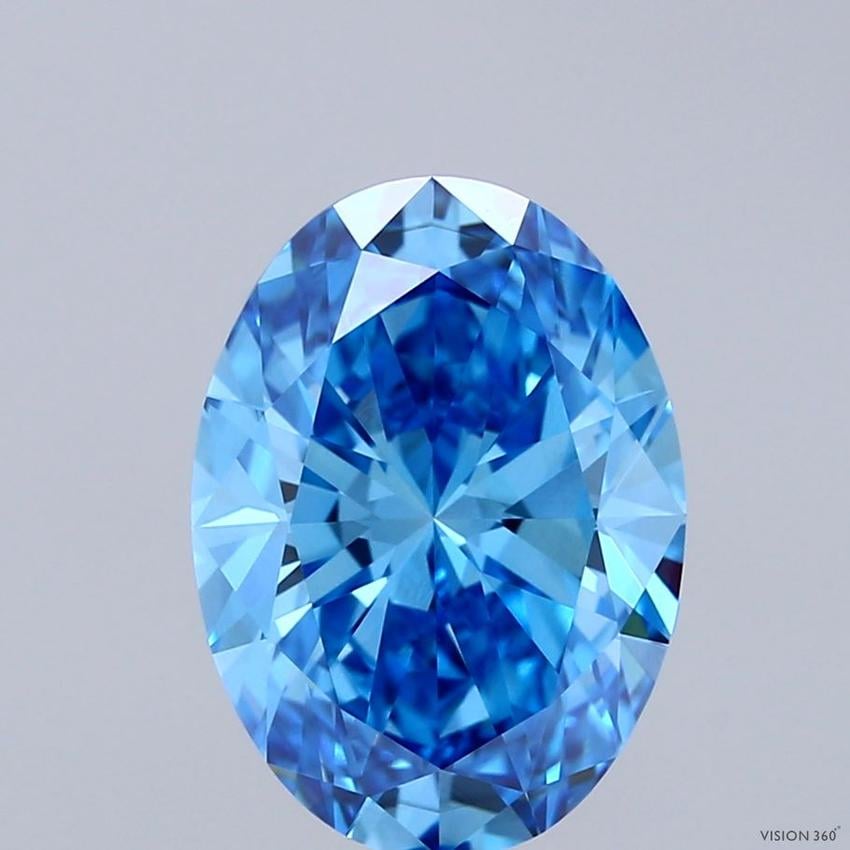 3.13 Ct. Fancy Vivid Blue Oval Lab Grown Diamond