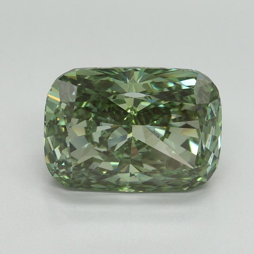4.01 Ct. Fancy Vivid Green Cushion Lab Grown Diamond