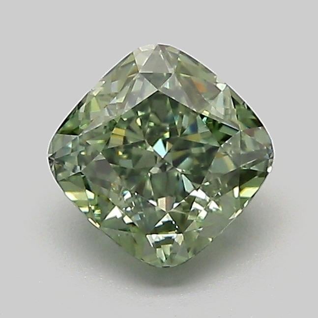 1.07 Ct. Fancy Vivid Green Cushion Lab Grown Diamond