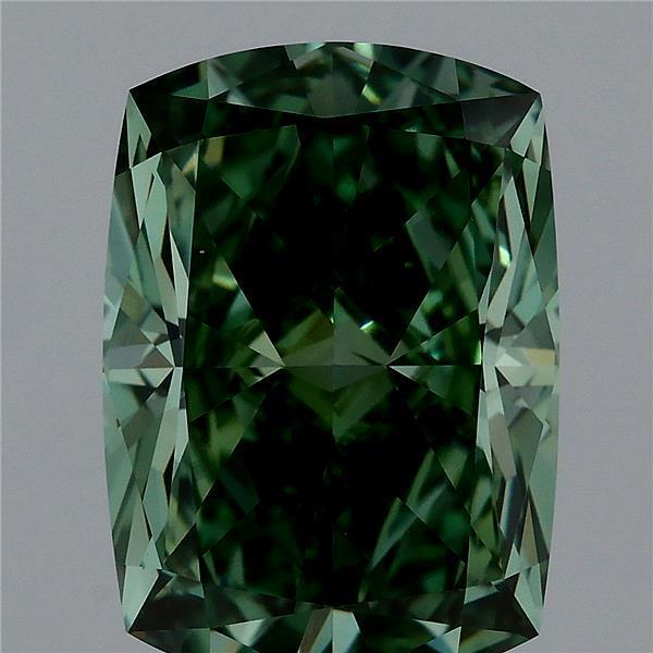 3.54 Ct. Fancy Vivid  Green Cushion Lab Grown Diamond