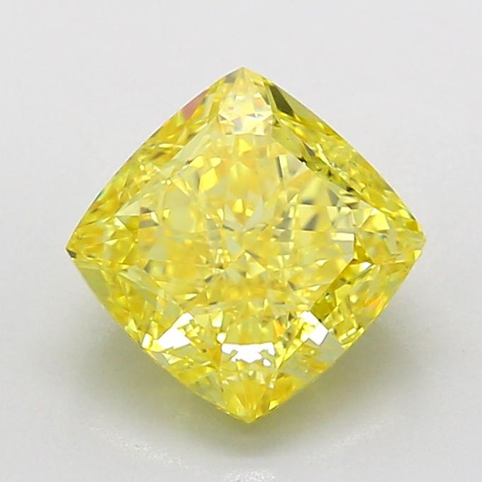 2.51 Ct. Fancy Vivid  Yellow Cushion Lab Grown Diamond
