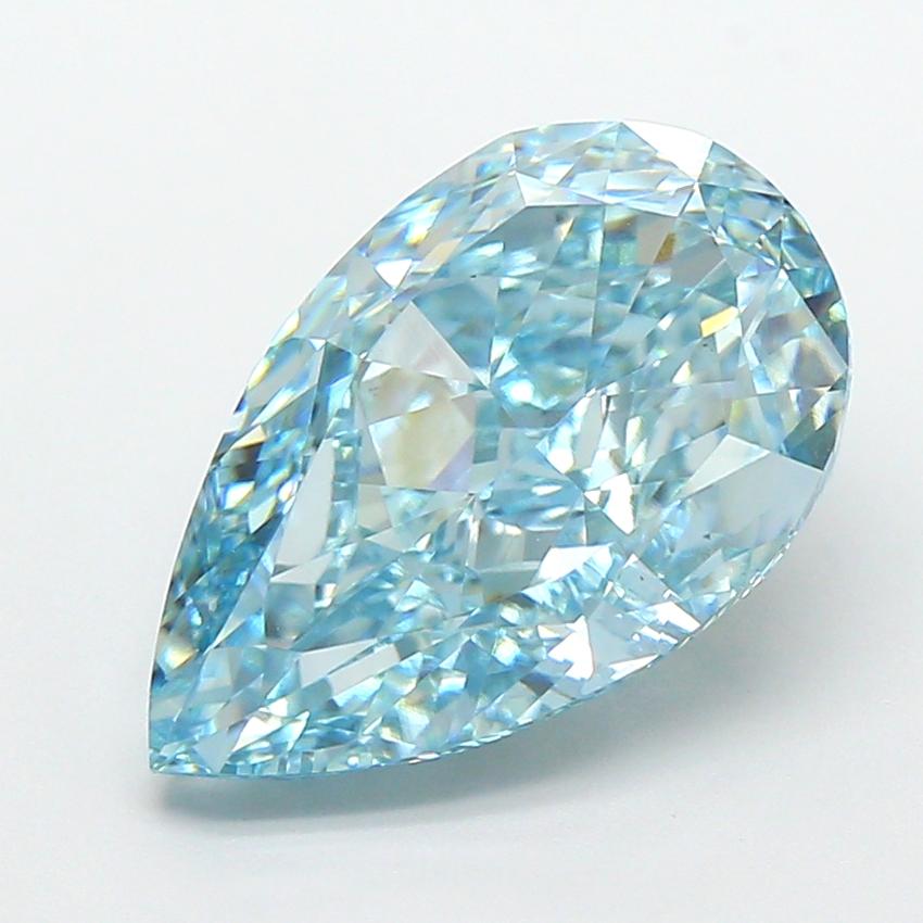 4.82 Ct. Fancy Intense Greenish Blue Pear Lab Grown Diamond