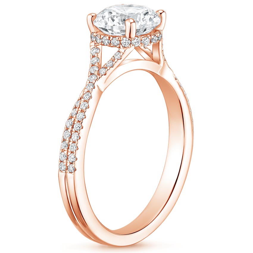 14K Rose Gold Serenity Diamond Ring, large side view