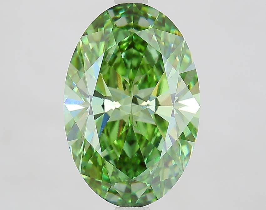 4.10 Ct. Fancy Vivid Green Oval Lab Grown Diamond