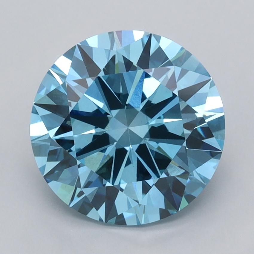 3.01 Ct. Fancy Vivid  Blue Round Lab Grown Diamond