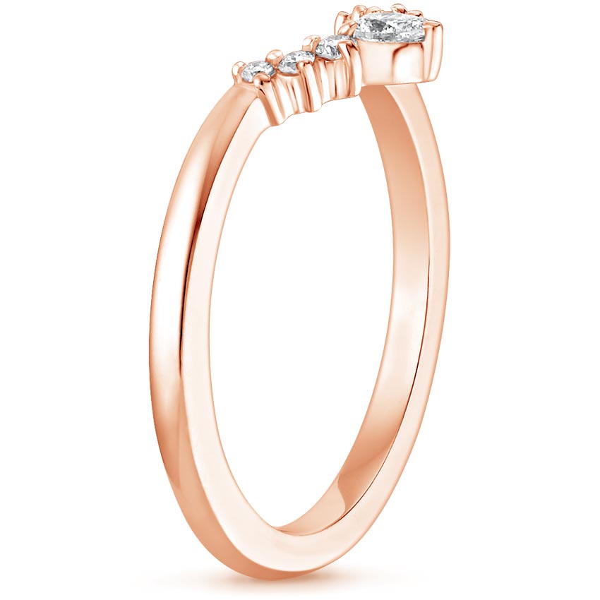 14K Rose Gold Lunette Diamond Ring, large side view
