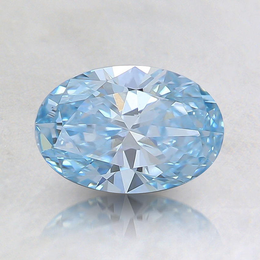 0.74 Ct. Fancy Intense Greenish Blue Oval Lab Grown Diamond