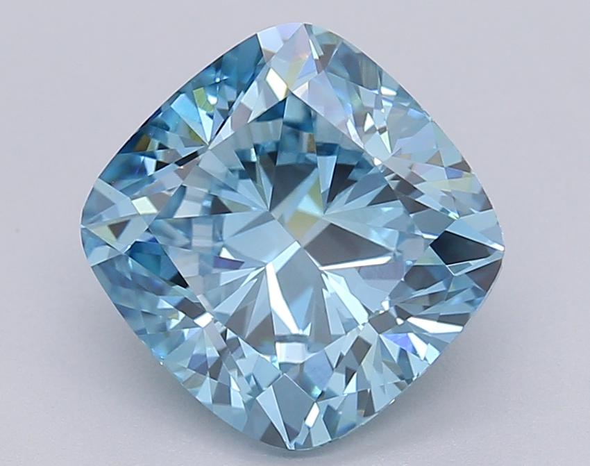 2.49 Ct. Fancy Vivid Blue Cushion Lab Grown Diamond