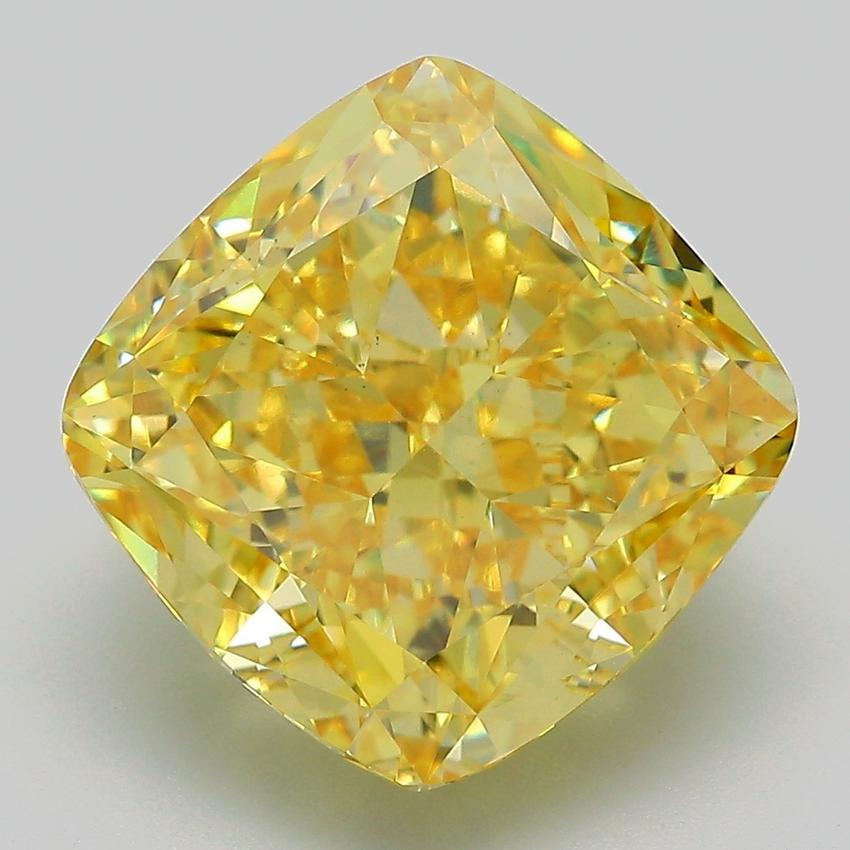 9.26 Ct. Fancy Vivid Yellow Cushion Lab Grown Diamond