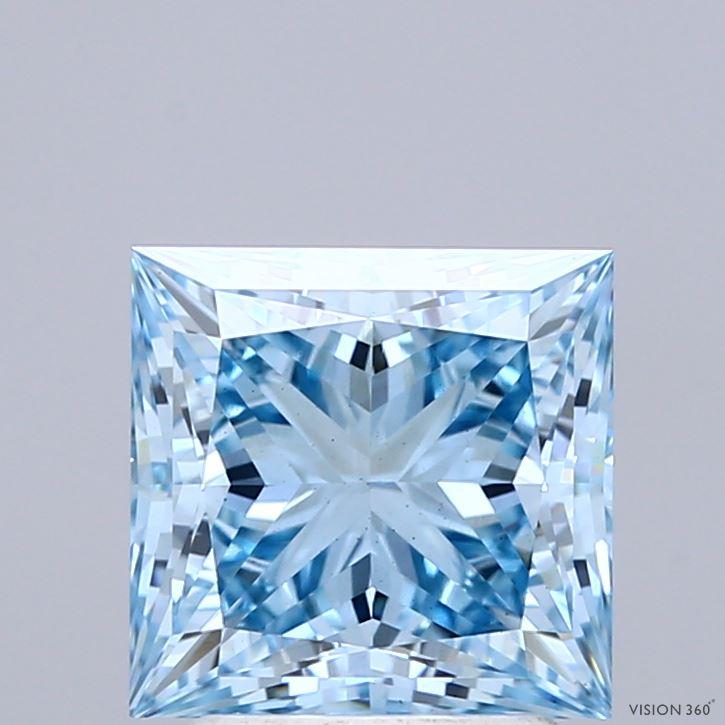 2.52 Ct. Fancy Vivid  Blue Princess Lab Grown Diamond
